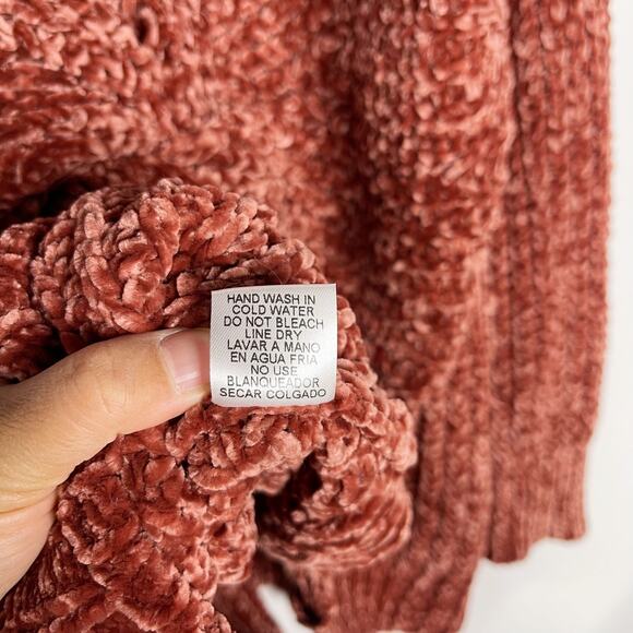 New Entro Medium M Orange Chenille Twist Low VBack Tunic Sweater Soft Cozy Knit - Picture 10 of 10